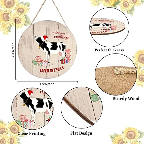Farmhouse Door Hanger with Farm Animal Design 10x10in Wood Sign