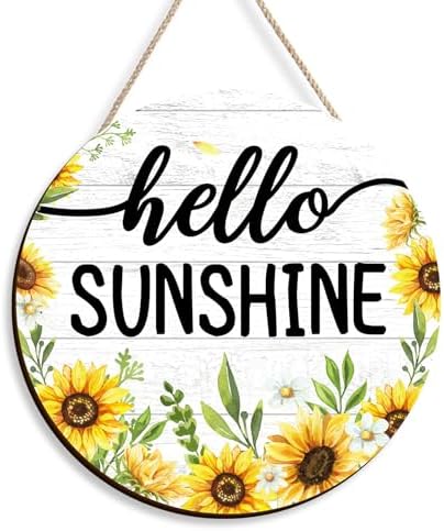 Artinme Summer Decor Wreath 12x12 Inch Hello Sunshine