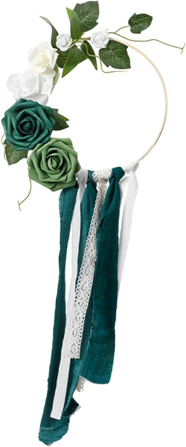 Artificial Spring Flower Wreath Wall Decor Green