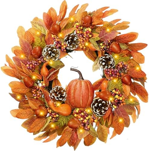 Sggvecsy 22 Inch Fall Wreath for Front Door and Wall Decor