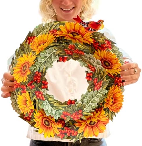 Freshcut Paper Sunflower Wreath 15 Inch 3D Pop Up Card
