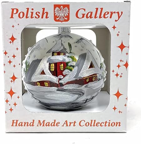 Christmas Ornament Winter Blast Blown Glass Ball White Opal 120mm