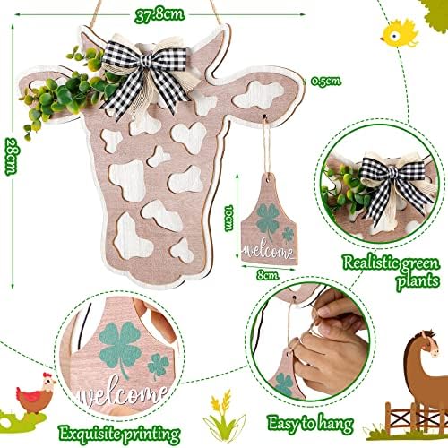 Maitys 13 Pcs Cow Head Door Wreath Sign