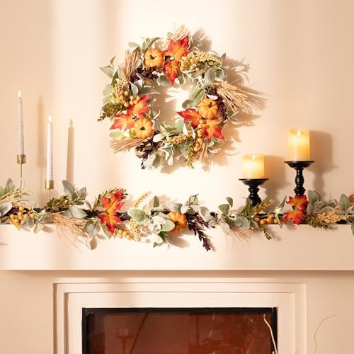 Valery Madelyn 18 Inch Autumn Wreath with Lights