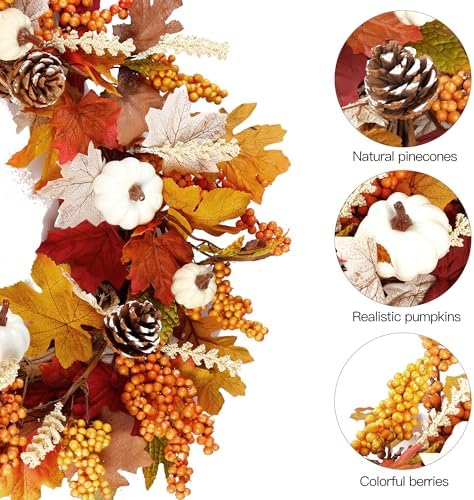 Sggvecsy 20 Inch Fall Wreath Autumn Decor 1