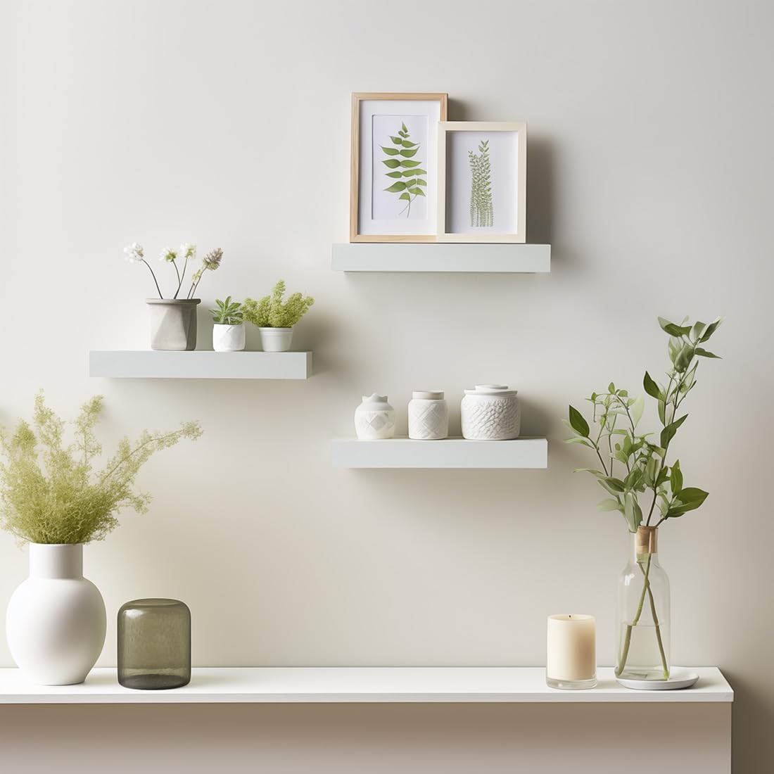 AHDECOR White Floating Shelves Set of 3