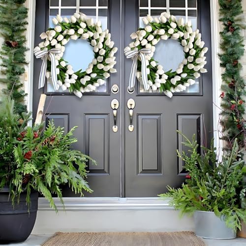 Lippbest Spring Wreath Front Door 16 Inch Garland