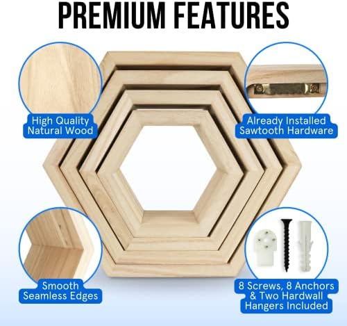 CosyDecor Hexagon Shelves Set of 4 Floating Wall Shelf for Home Decor