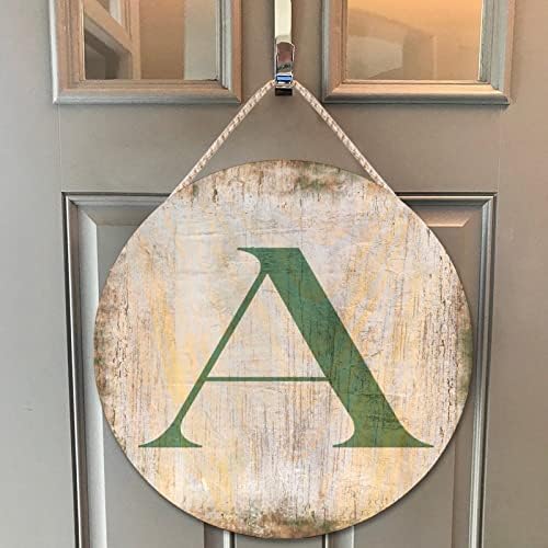 Farmhouse Door Hanger with Letter A Wood Sign Vintage Distressed