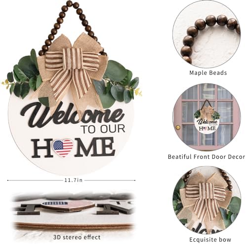Welcome Sign for Front Door Wreath Decorations All Seasons