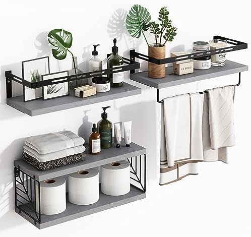 Fixwal 31 Tier Floating Bathroom Shelves with Towel Bar