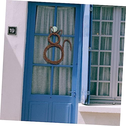 Cat Shape Hanging Wreath Halloween Decor for Doors and Windows