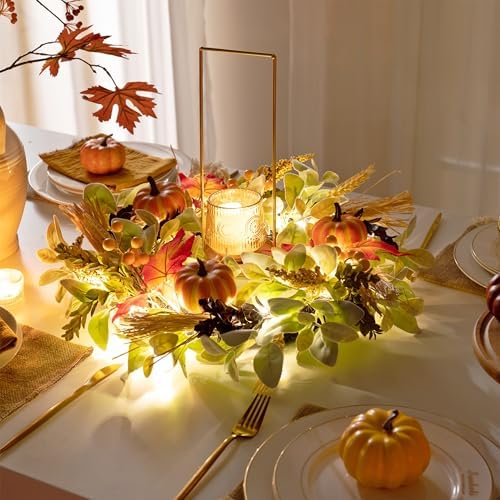 Valery Madelyn 18 Inch Autumn Wreath with Lights