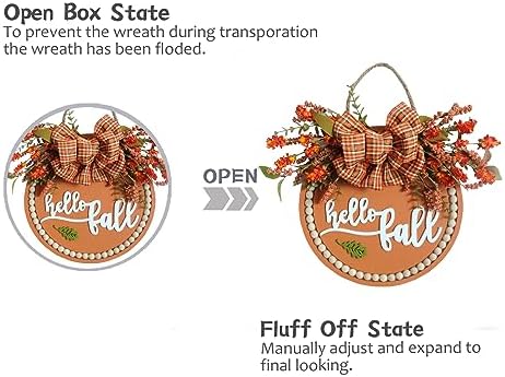Idyllic 18 Inch Fall Wreath Welcome Sign for Front Door