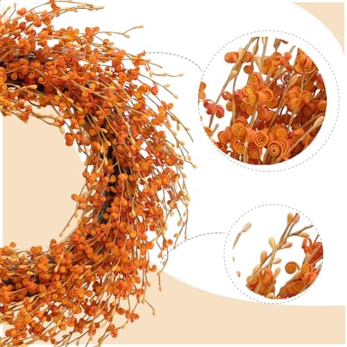 Idyllic 18 Inch Orange Berries Leaves Wreath for Front Door