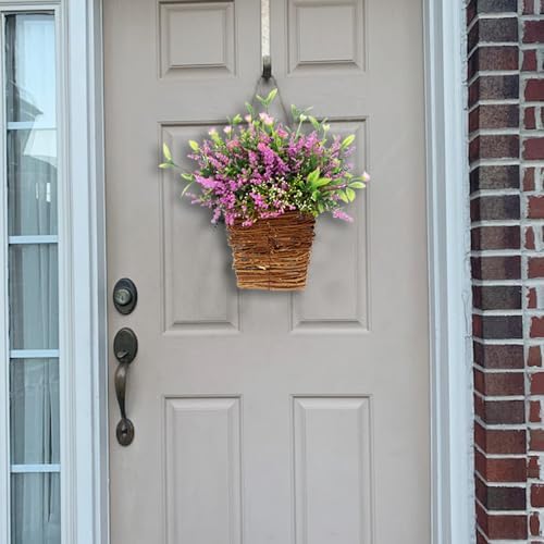 Wildflowers Door Hanging Basket Wreath for Front Door Decor