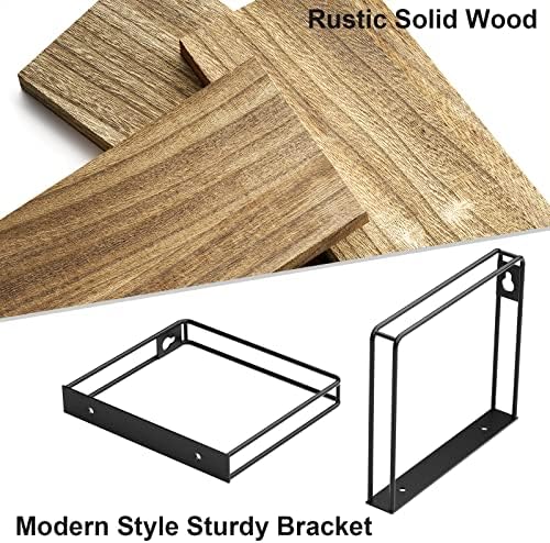 SRIWATANA Rustic Floating Shelves Set of 3 - 17 Inch Carbonized Black
