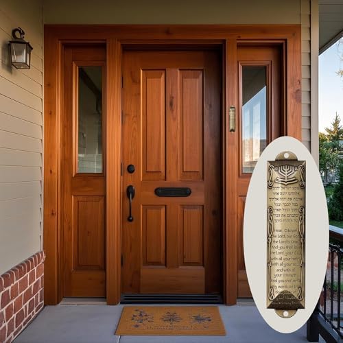 Durable Mezuzah Set of 5 Gold Metal Scrolls for Door