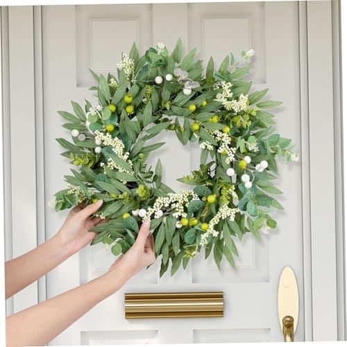 Spring Wreath with Green Leaves Front Door Decor