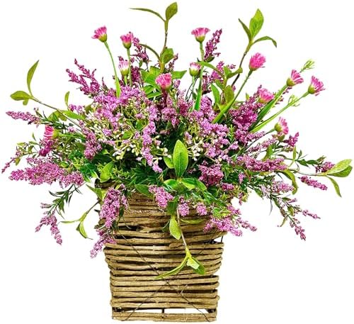 Wildflowers Door Hanging Basket Wreath for Front Door Decor