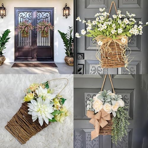 Cream Hydrangea Door Wreath Basket for Front Door