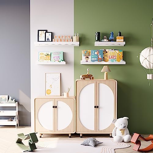 Senjie Floating Shelves Set of 2 24 Inch White Wave Design