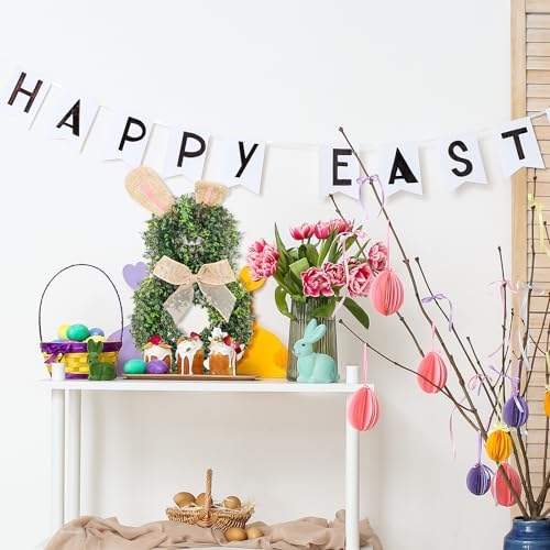 2 Pcs 165 Inch LED Easter Bunny Wreath for Front Door