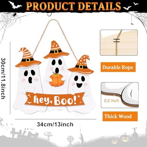 Halloween Ghost Door Sign Wooden Welcome Wreath