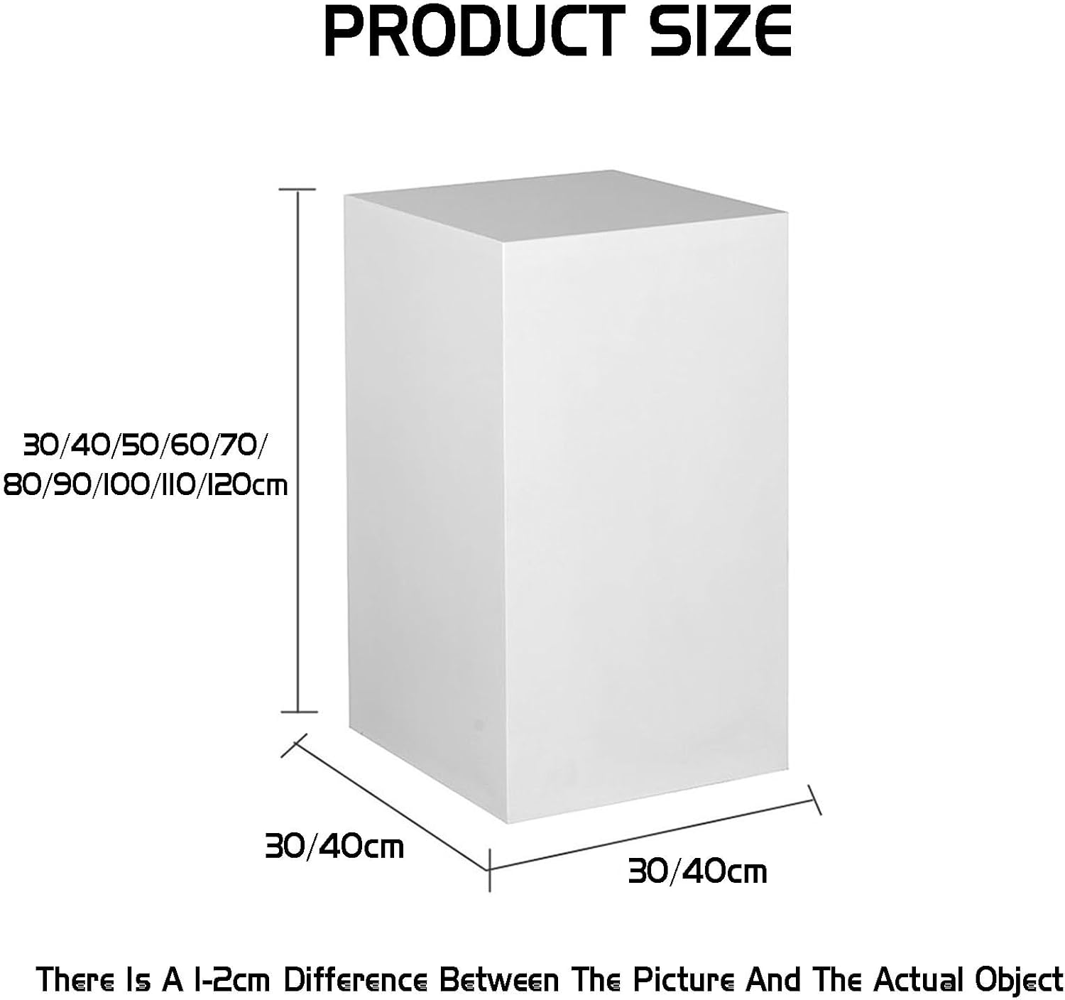 Round Risers Model Display Stand - 40x80cm 440 Lbs Capacity White Square Pedestal for Retail and Events