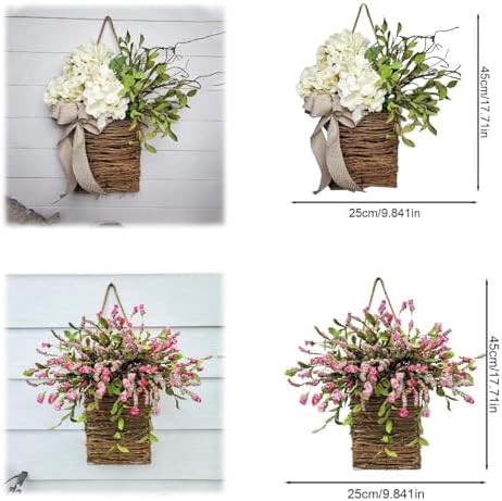 Cream Hydrangea Door Wreath Basket Hanger 1