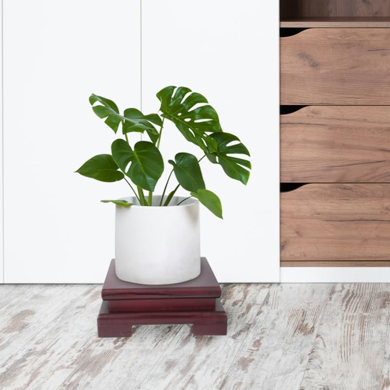Luxshiny Small Square Wood Display Stand for Tea Pot Flowerpot Bonsai Buddha Statue