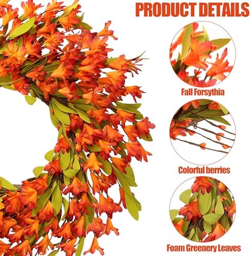 Sggvecsy Artificial Fall Wreath 22 Autumn Decor
