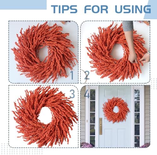 26 Inch Fall Wreath with Orange Berries for Front Door