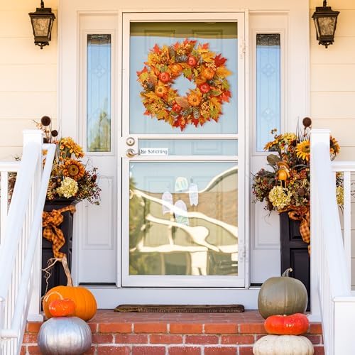 Sggvecsy 22 Inch Fall Wreath Decor for Front Door and Window