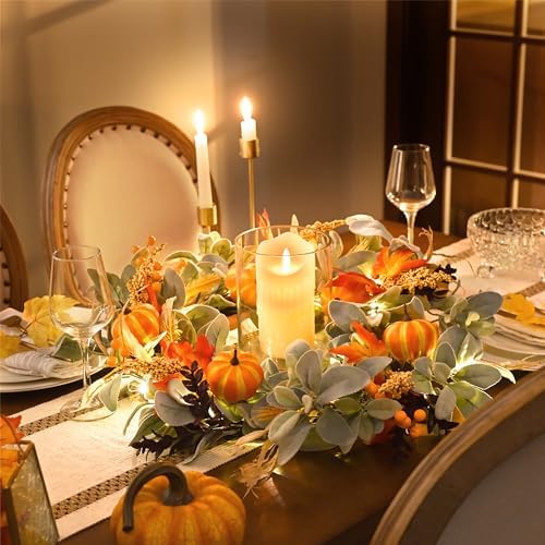 Valery Madelyn 24 Inch Collapsible Fall Wreath with Lights