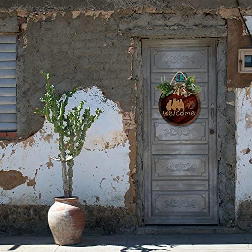 Imahoocool Cat Round Wood Front Door Wreath