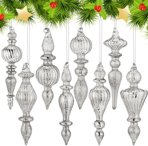 Mifoci 8 Pcs Mercury Glass Christmas Finials