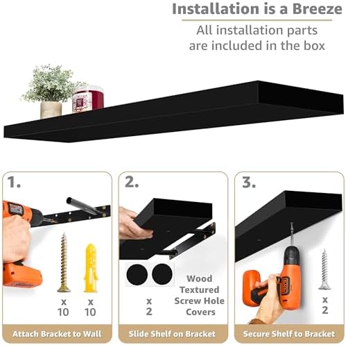 Sorbus Floating Shelves for Wall - 35 Inch Long Black 2 Pack