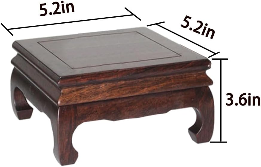 GOLDYWENDY Vintage Square Rosewood Base Tall Display Vase