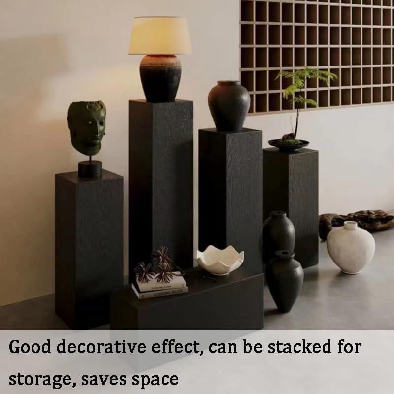 Wooden Cube Pedestal Stand for Events - Black 30x30x80cm