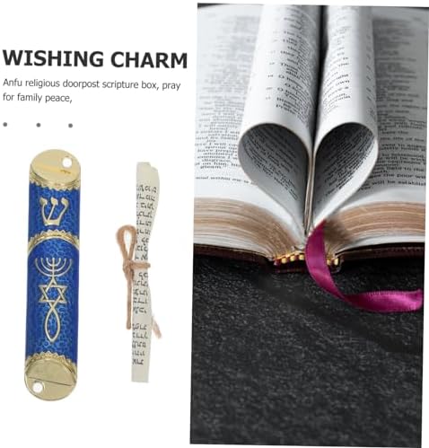 Amosfun Metal Mezuzah with Scroll Set Classic Jewish Door Blessing Decor