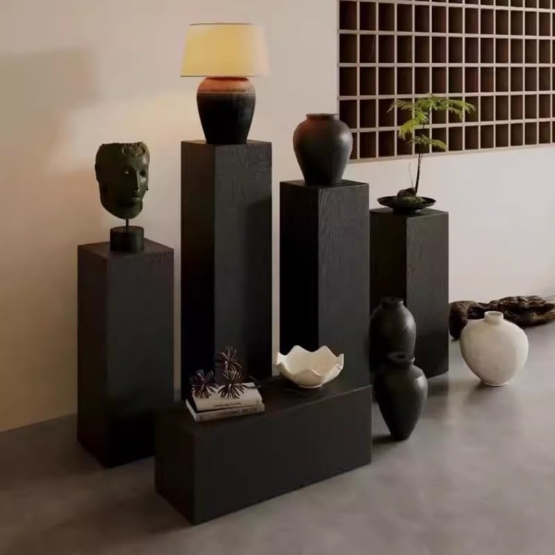 Wooden Cube Pedestal Stand for Events - Black 30x30x80cm