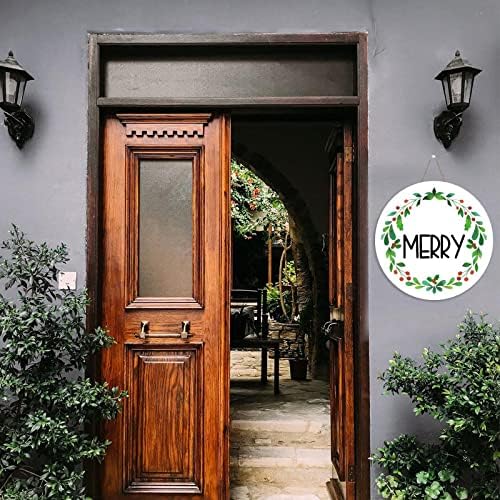 Mutilovely Merry Wooden Welcome Sign Rustic Botanicals 12-Inch
