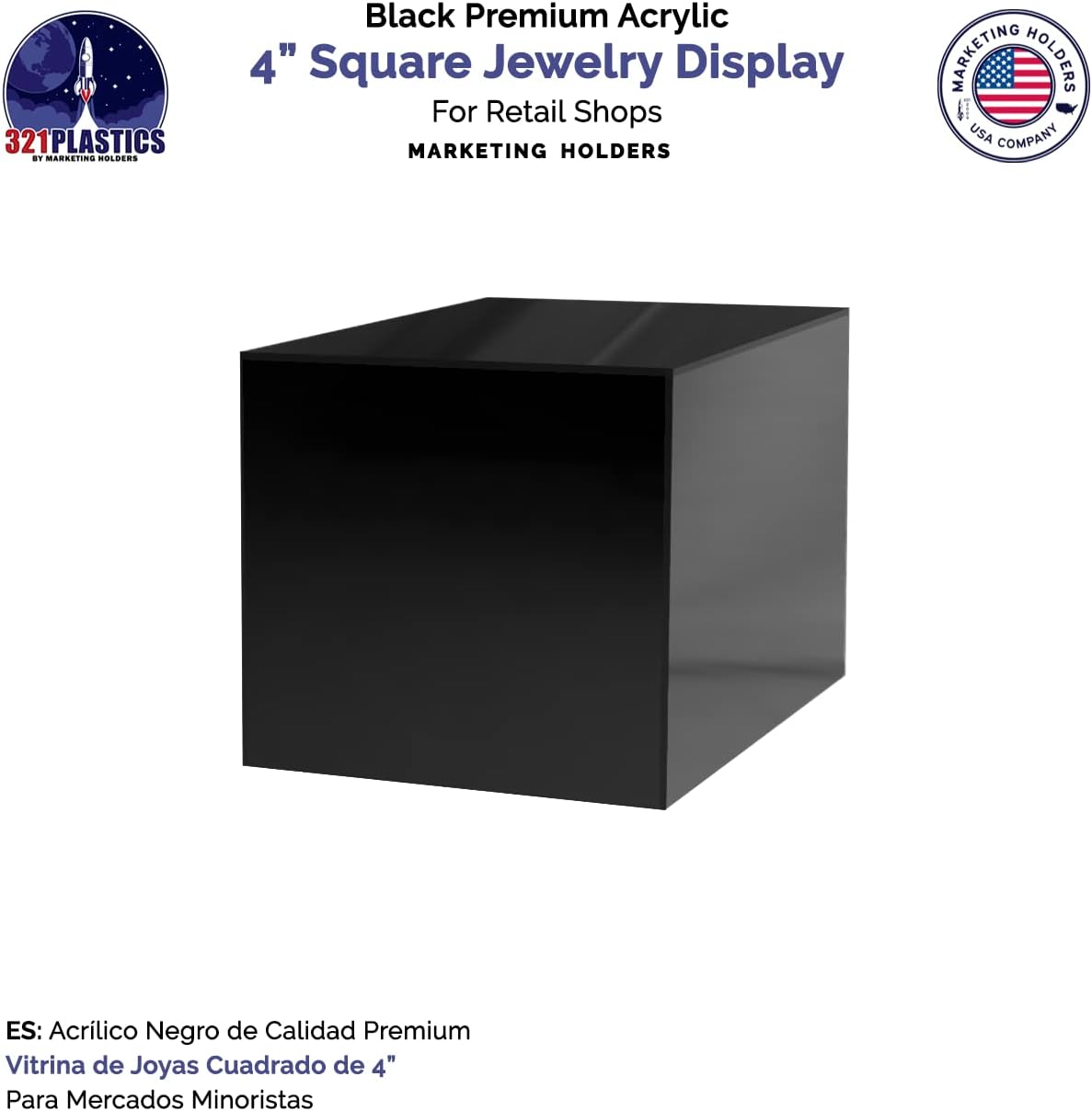 4 Pack Acrylic Display Riser Boxes with One Open Side