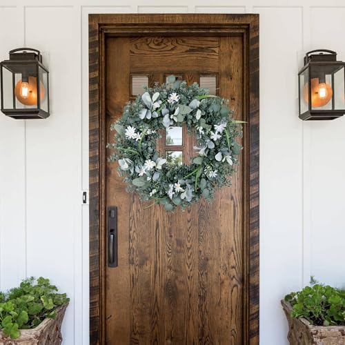 Gixie Home Door Wreath 26 Inch Artificial Eucalyptus Leaves Spring Summer Farmhouse Porch Wall Decor