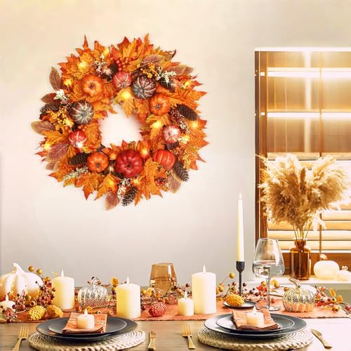 20 Inch Fall Wreath for Front Door Autumn Decor