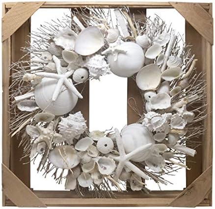ANDALUCA Summer Seashell Starfish Wreath 20 Inches White