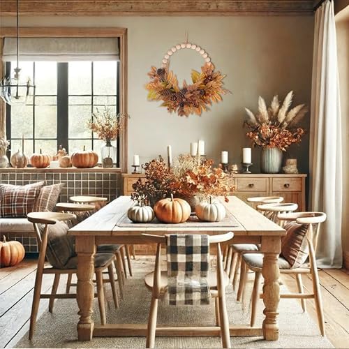 24 Inch Beaded Fall Wreath for Front Door