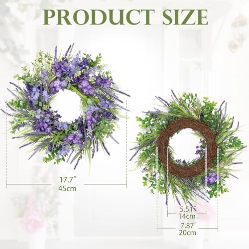 Briful Purple Spring Wreath for Front Door