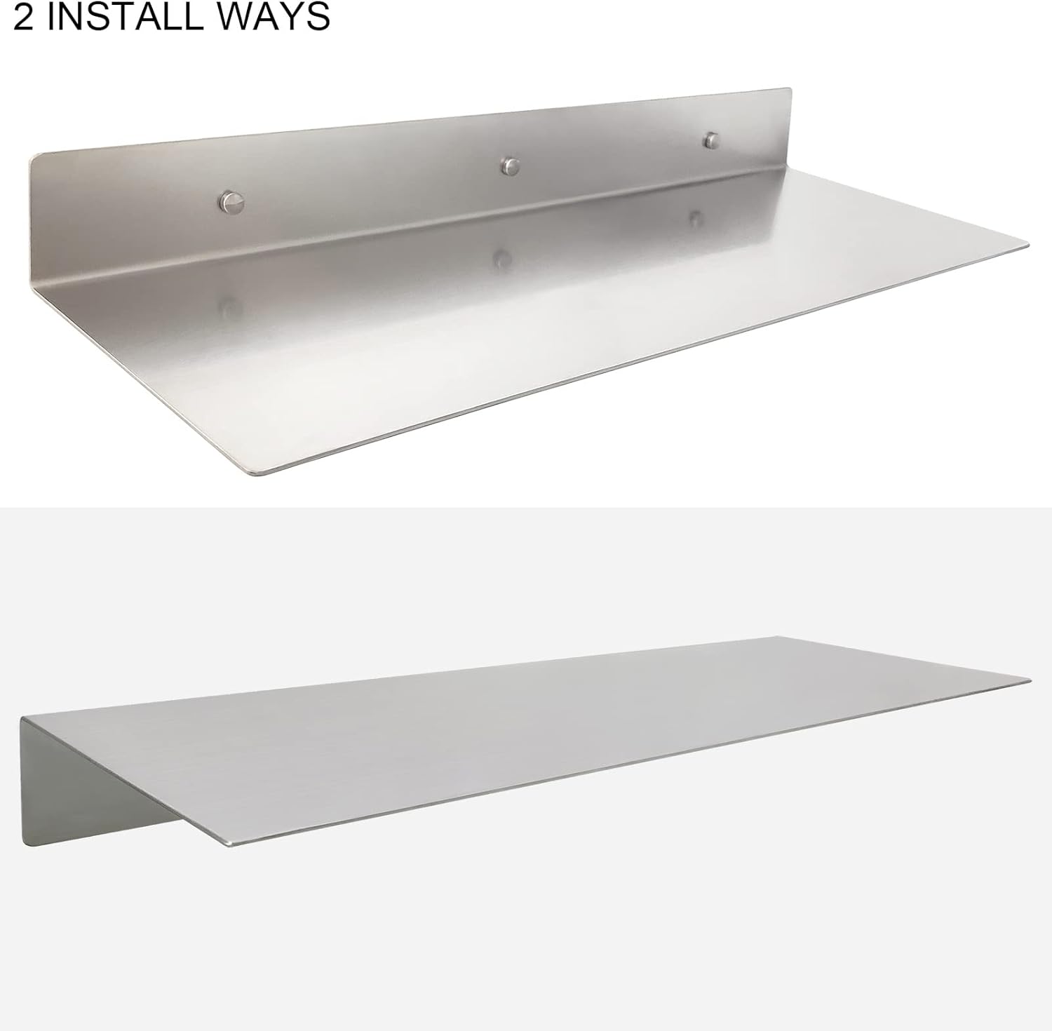 EADOT Brushed Nickel Floating Shelf 24x8 Heavy Duty